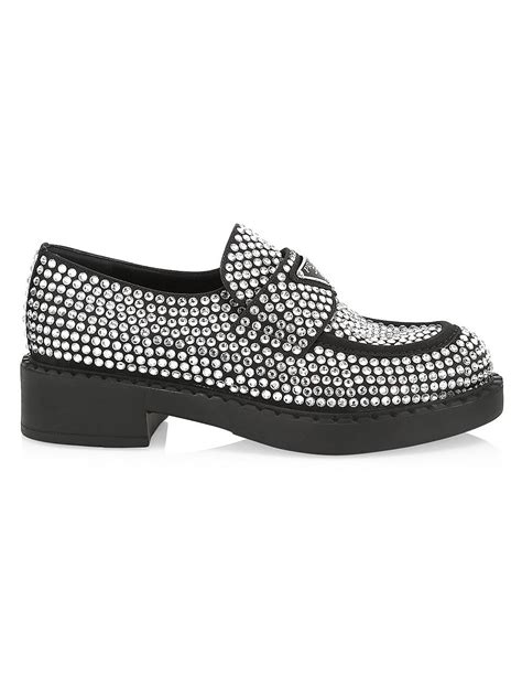 prada crystal embellished loafers